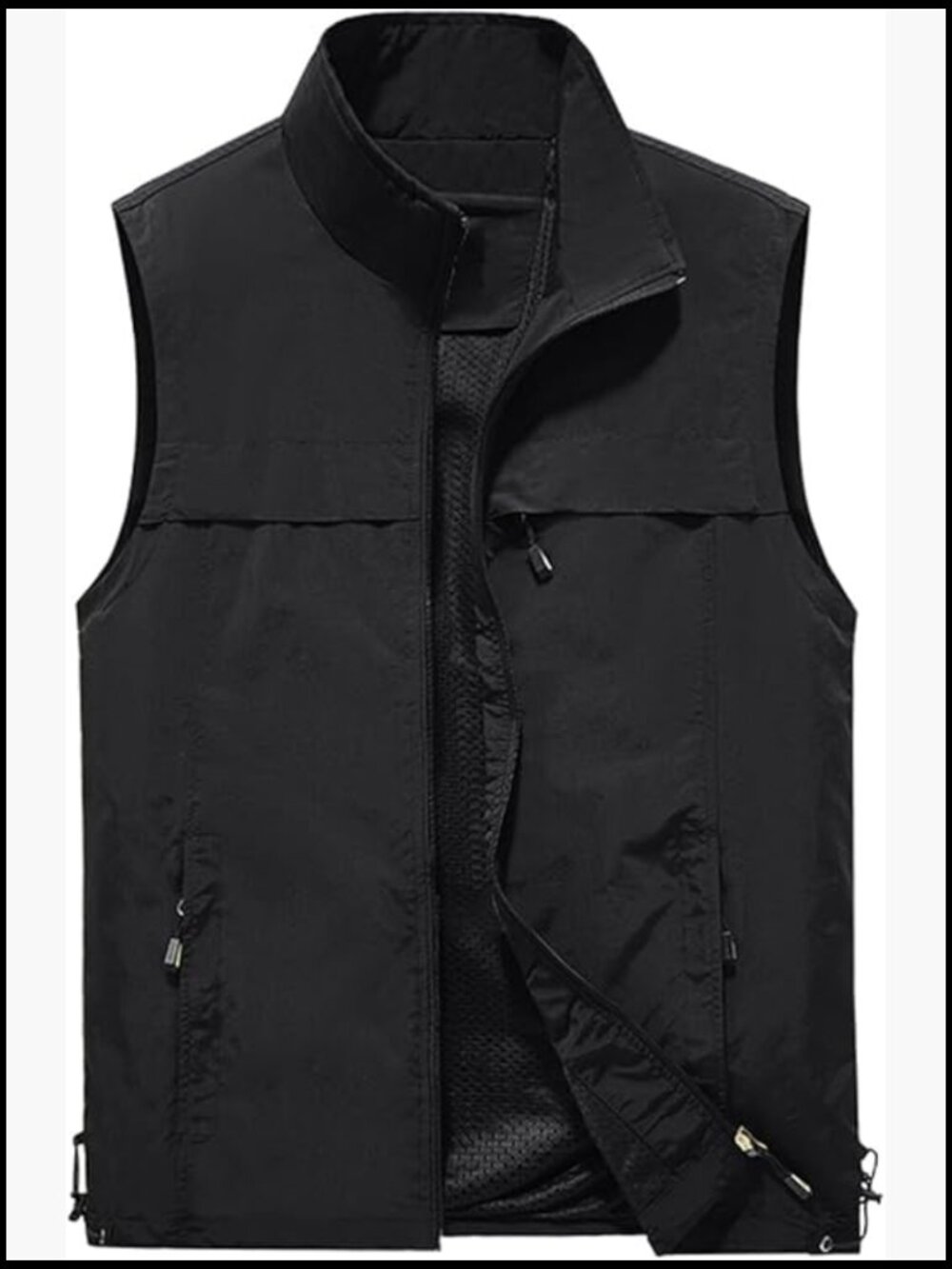 Men's Lightweight Nylon Vest with Zippered Pockets for Outdoor Activities